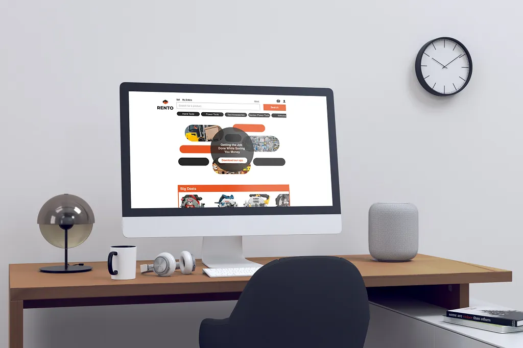 Rento brand collateral in office